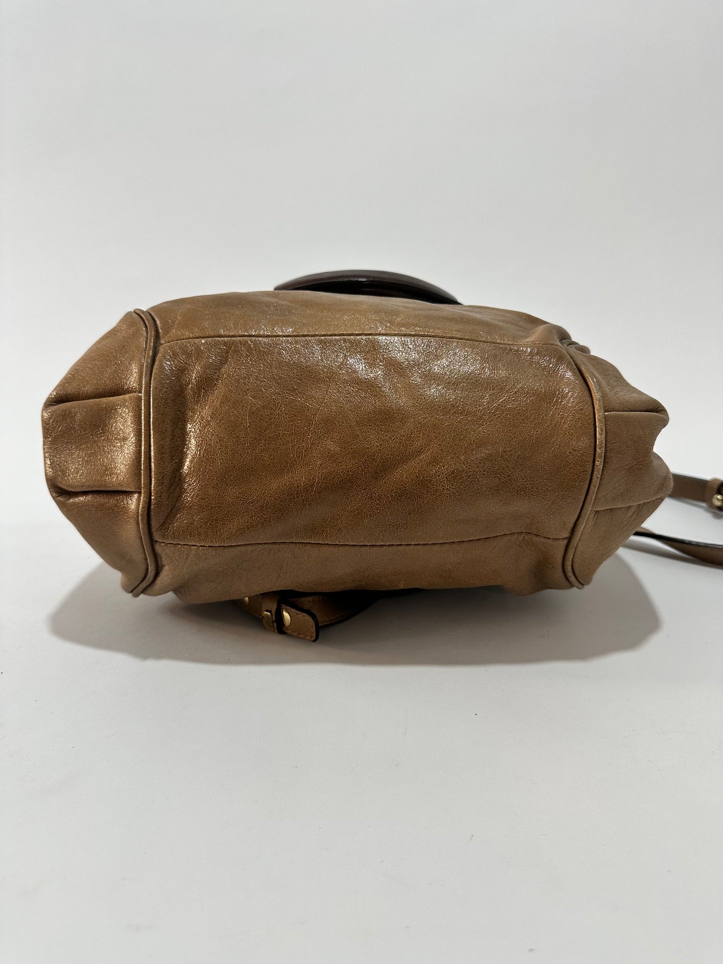 Chloe Metallic Brown Leather Small Ethel Satchel