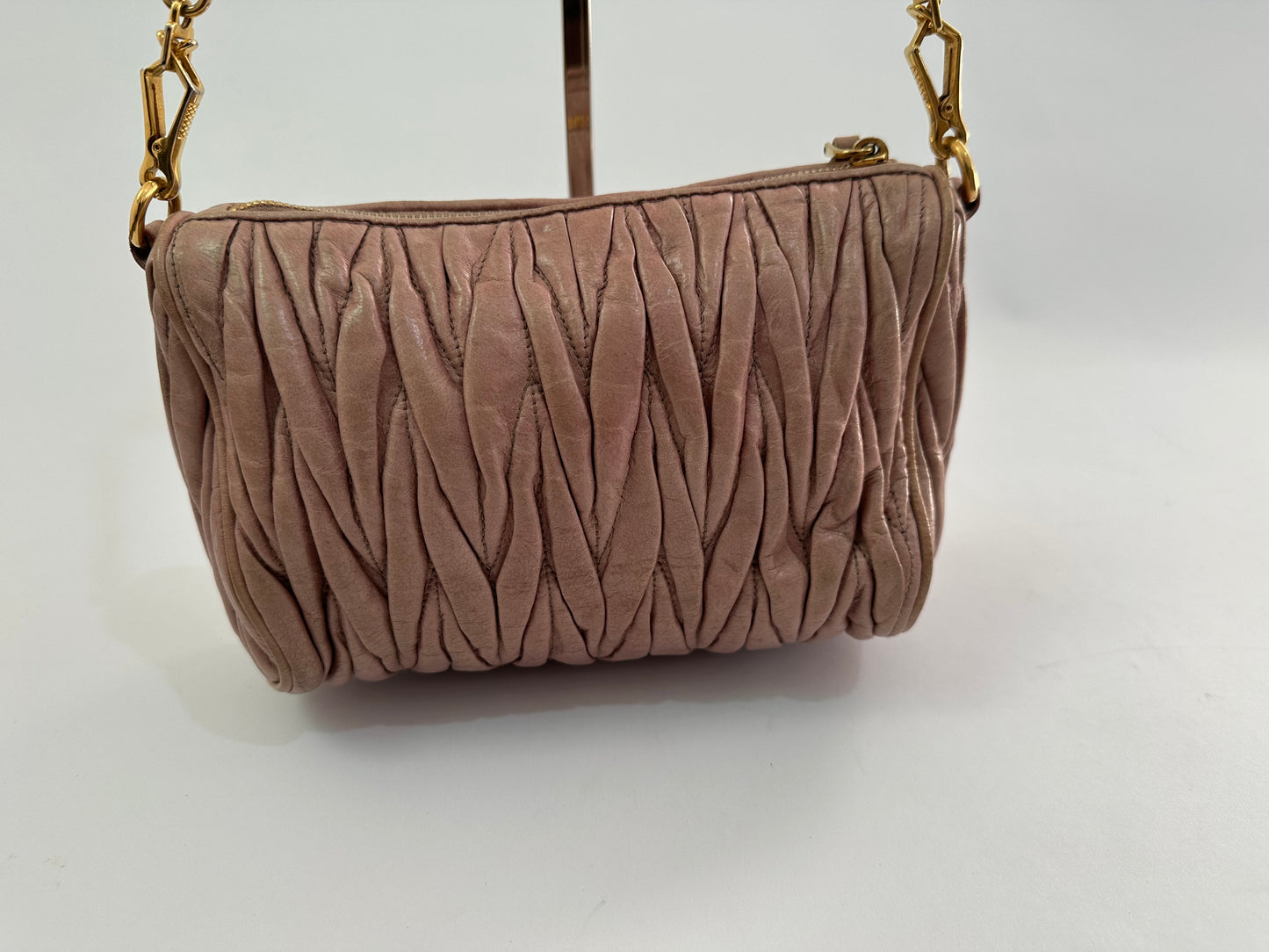 Miu Miu Beige Matelasse Leather Shoulder Bag