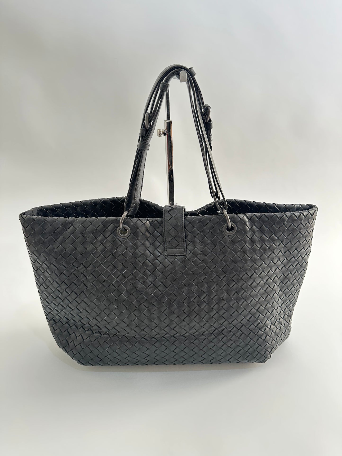 Bottega Veneta Black Intrecciato Leather Large Capri Tote