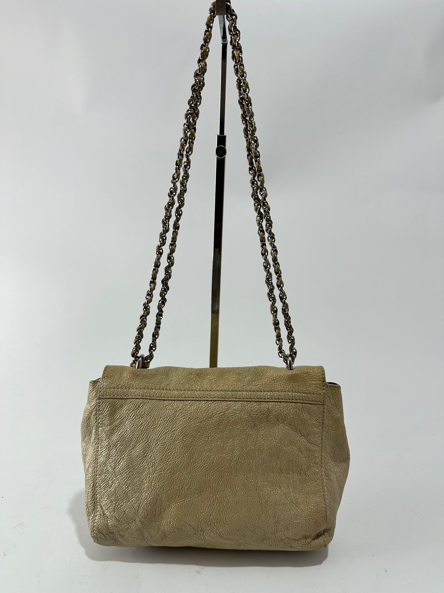 Mulberry Green crinkled Patent Leather Medium Lily Shoulder Bag