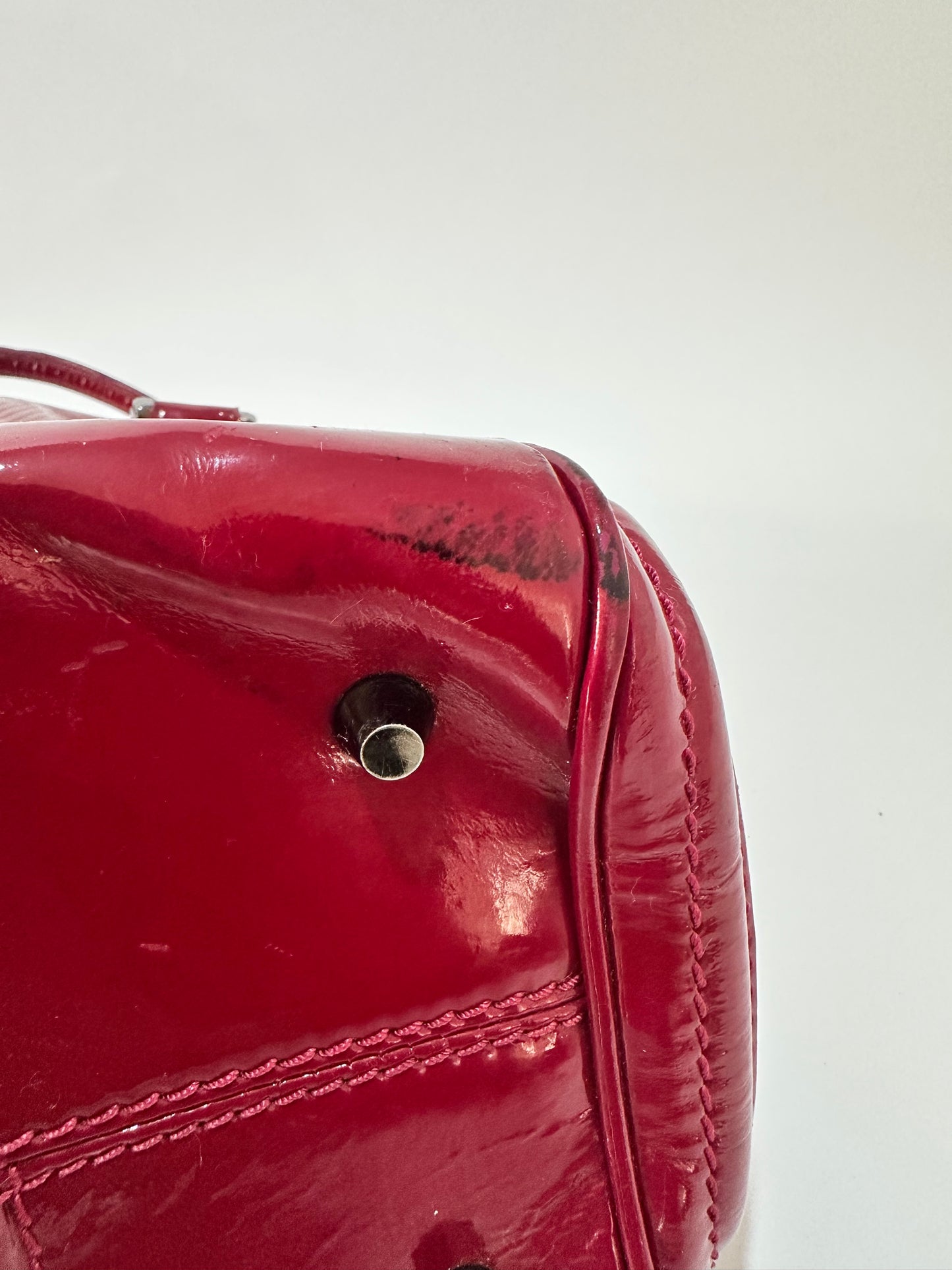 Burberry Fuchsia Check Embossed Patent Leather Satchel