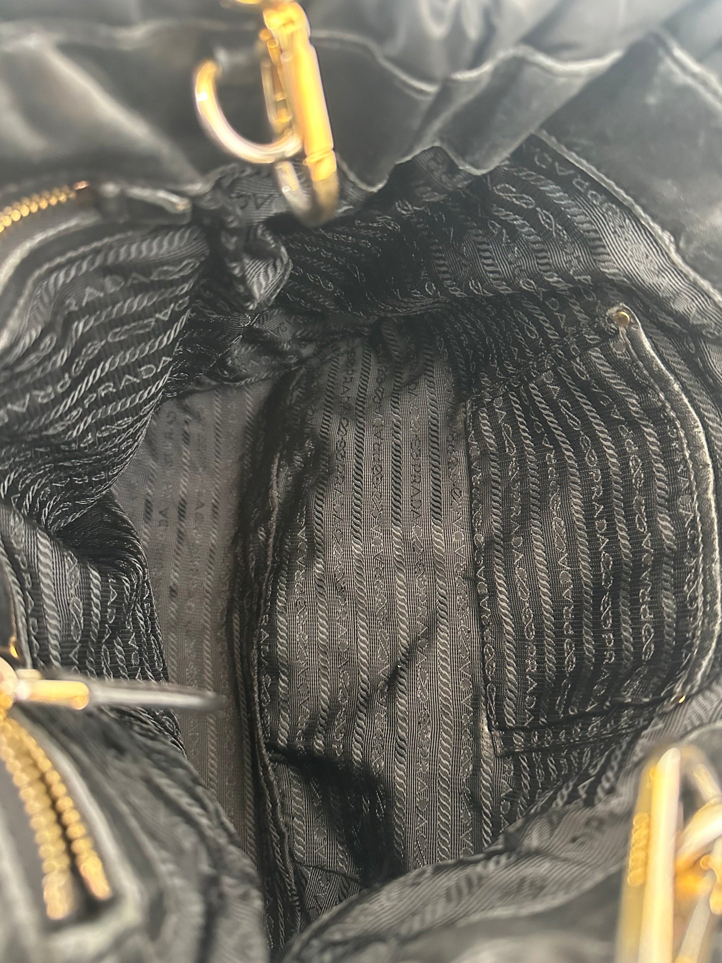 PRADA Black Tessuto Nylon Gaufre Tote