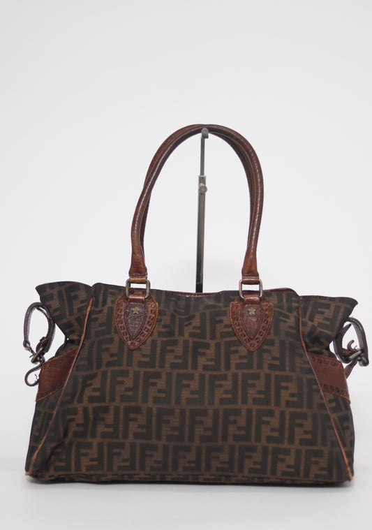Fendi Tobacco Zucca Canvas Medium Chef De Jour Tote