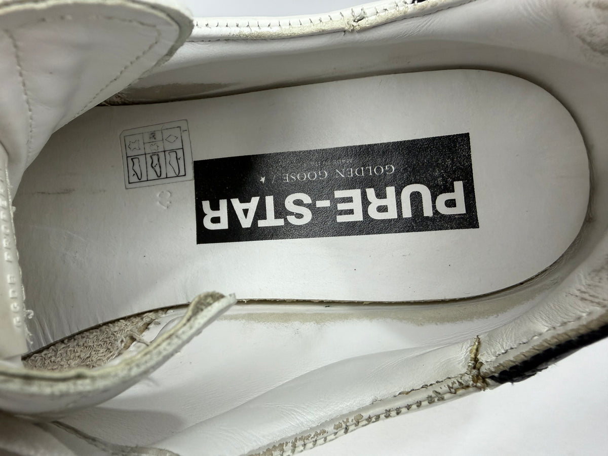 Golden Goose PureStar Size 43 White/Black Leather Low Top Sneakers