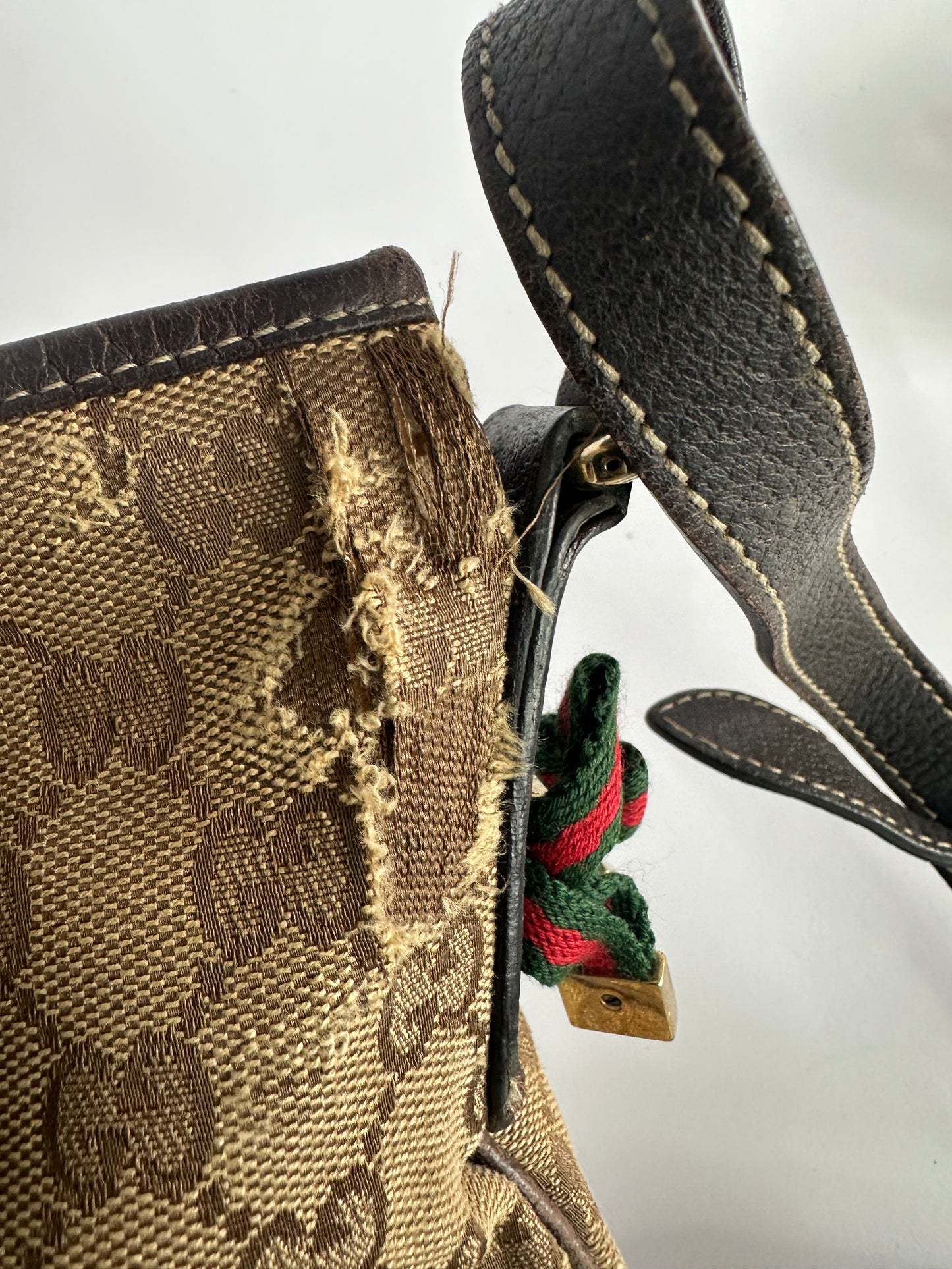 Gucci Dark Brown/Beige GG Canvas and Leather Britt Messenger Bag