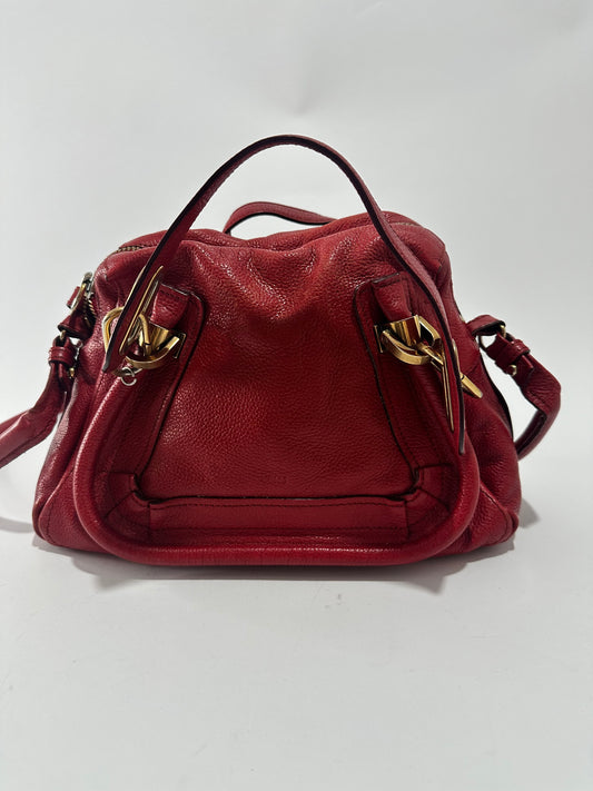 Chloe Red Leather Small Paraty Shoulder Bag