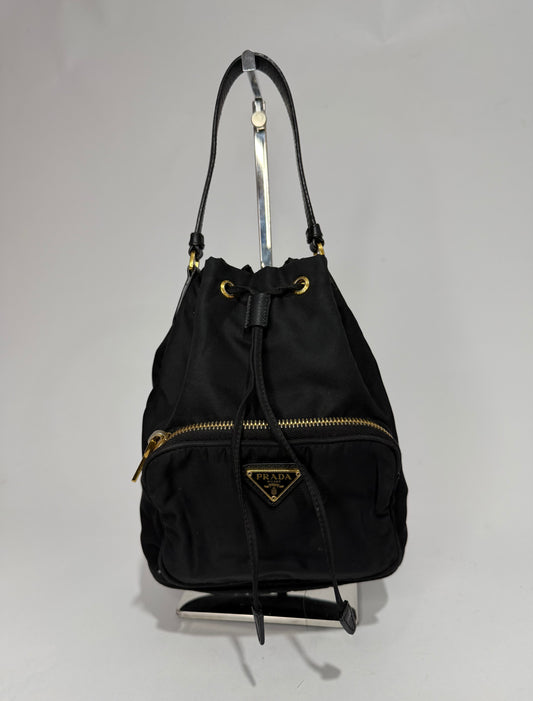 Prada Black Nylon Duet Top Handle Bag