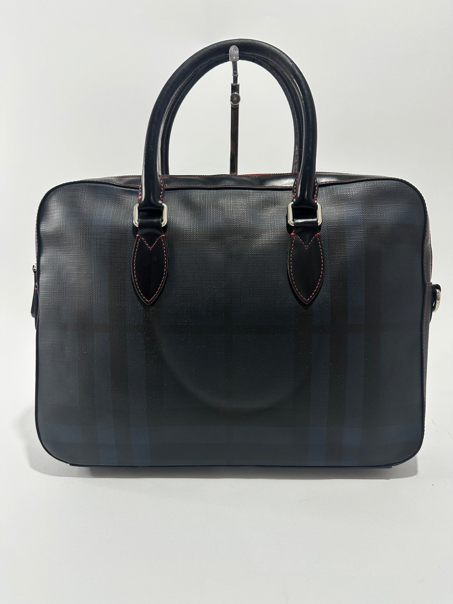 Burberry Smoked Check Coated Canvas and Leather The Barrow Briefcase Bag