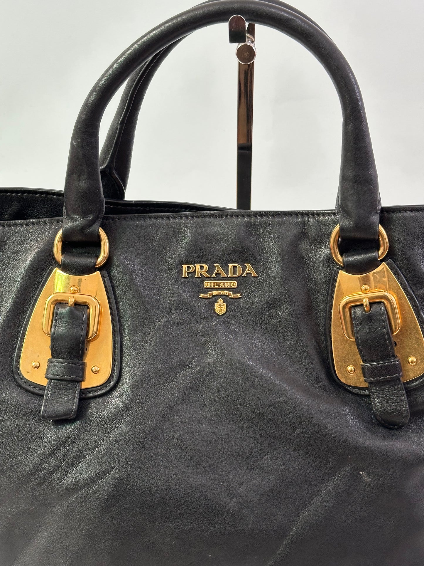 PRADA
Black Soft Calfskin Leather Shopping Tote