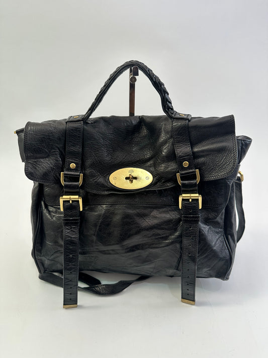 Mulberry Black Leather Oversized Alexa Satchel