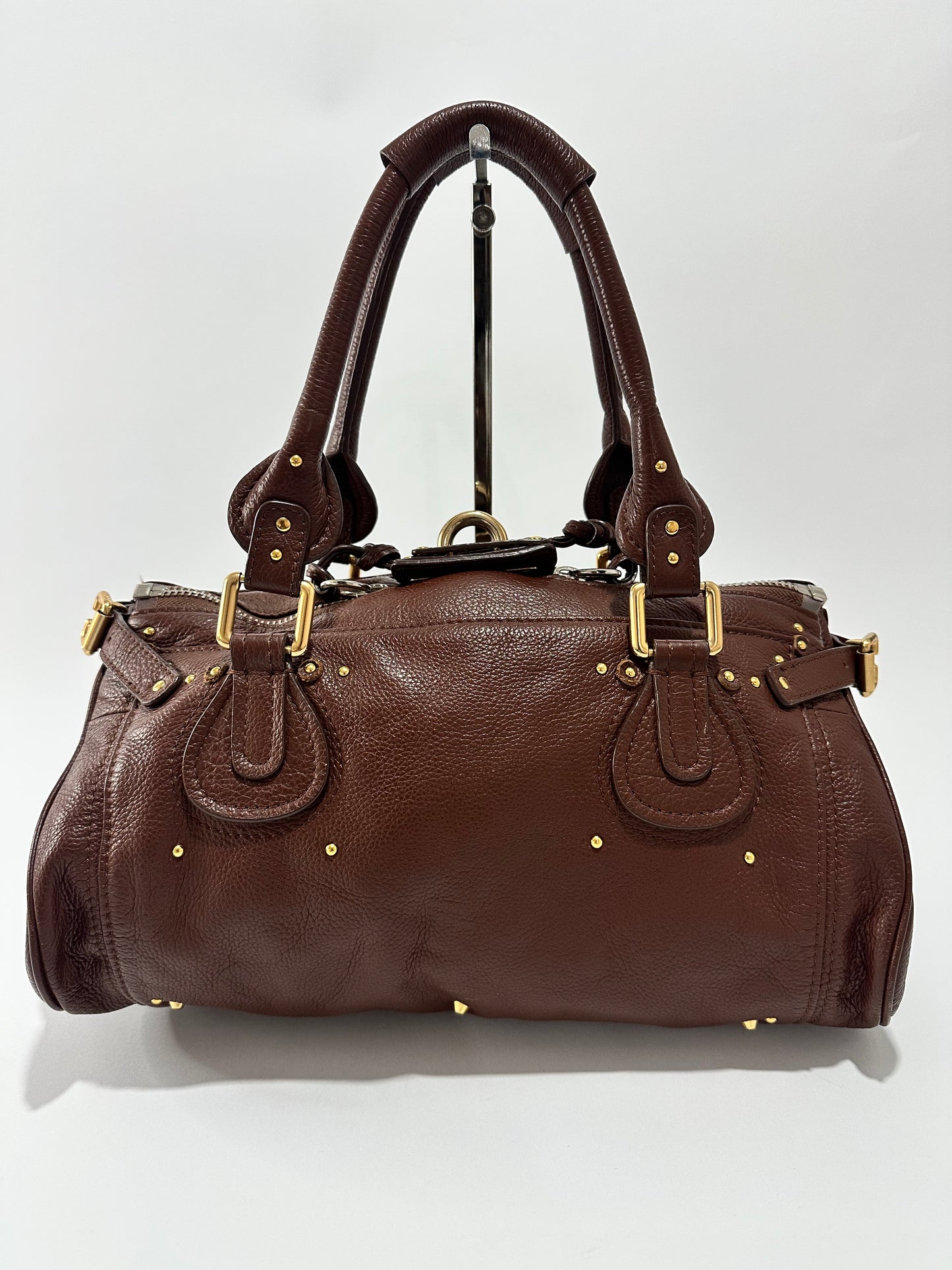 CHLOE Burgundy Leather Medium Paddington Satchel Bag