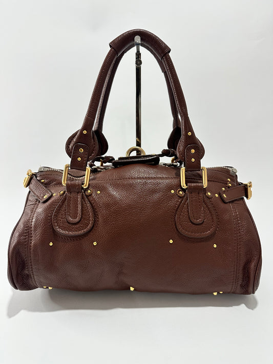 CHLOE Burgundy Leather Medium Paddington Satchel Bag