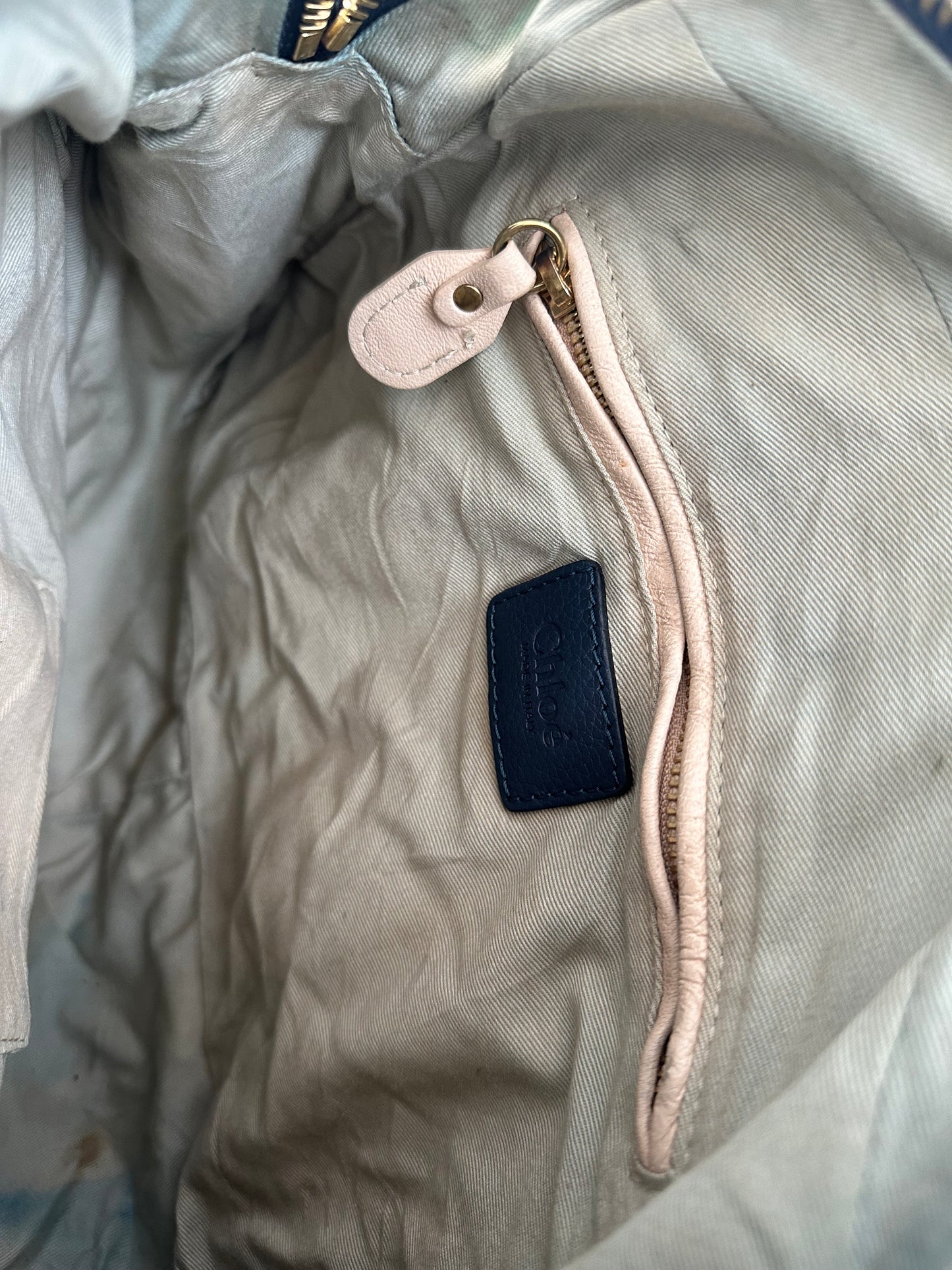 Chloe Navy Blue Leather Medium Paraty Shoulder Bag