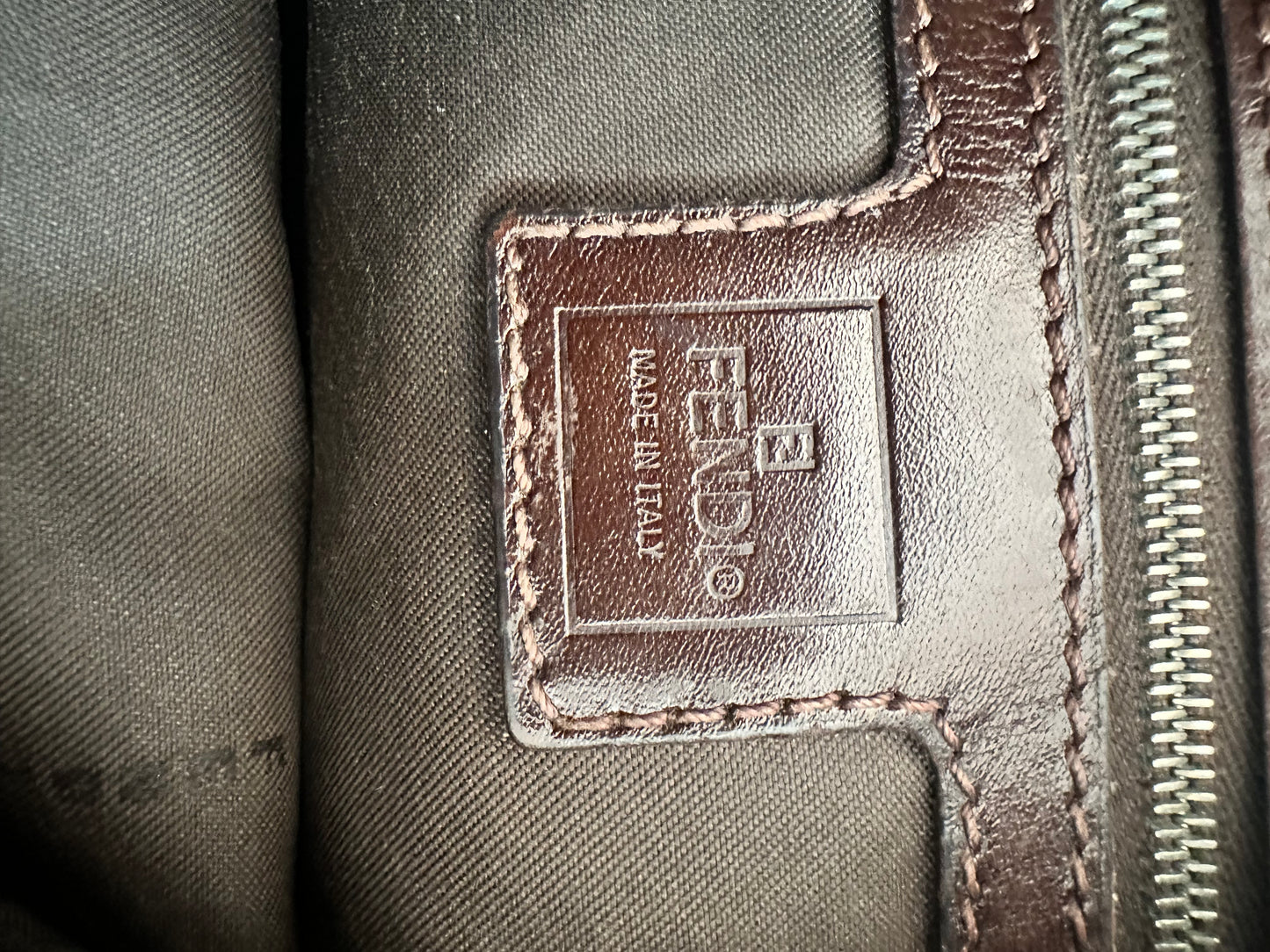 FENDI Zucca Canvas Mamma Baguette Shoulder Bag