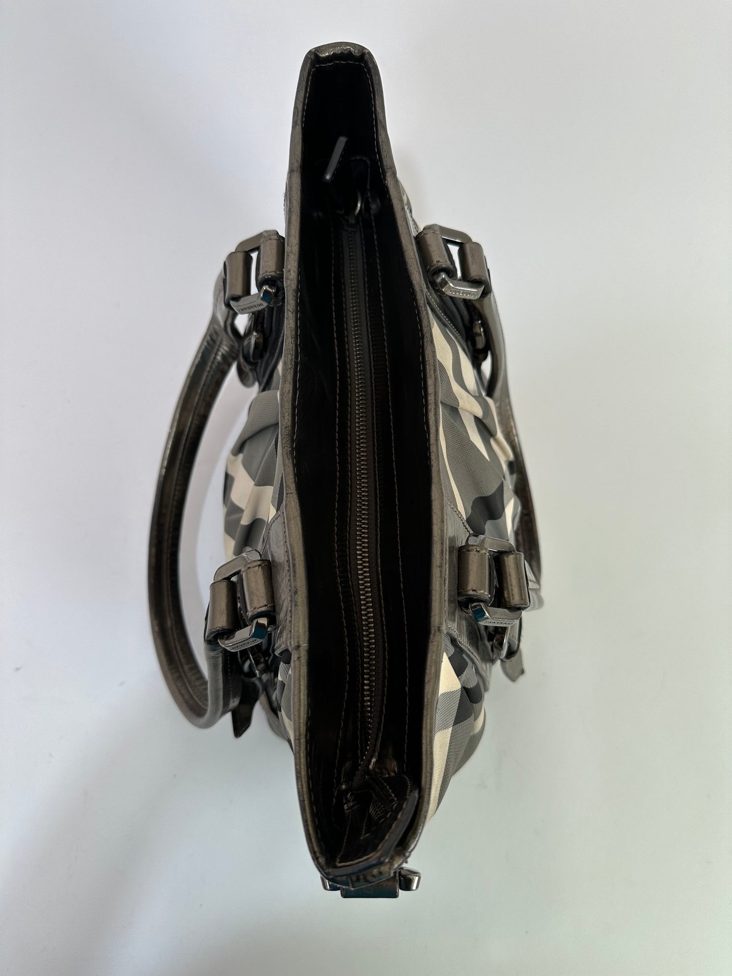 BURBERRY Black/Gray Beat Check Lowry Canvas Tote