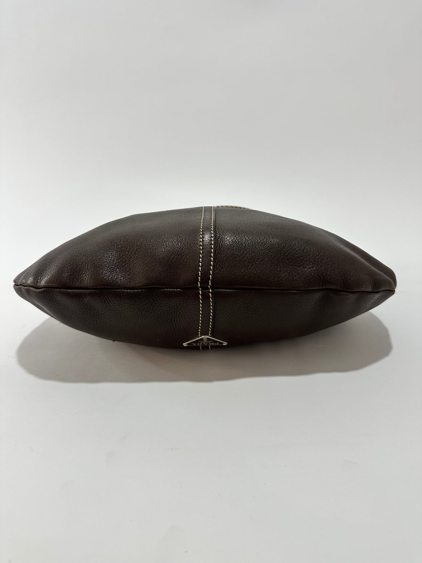 Prada Brown Vitello Daino Shoulder Bag Dark brown