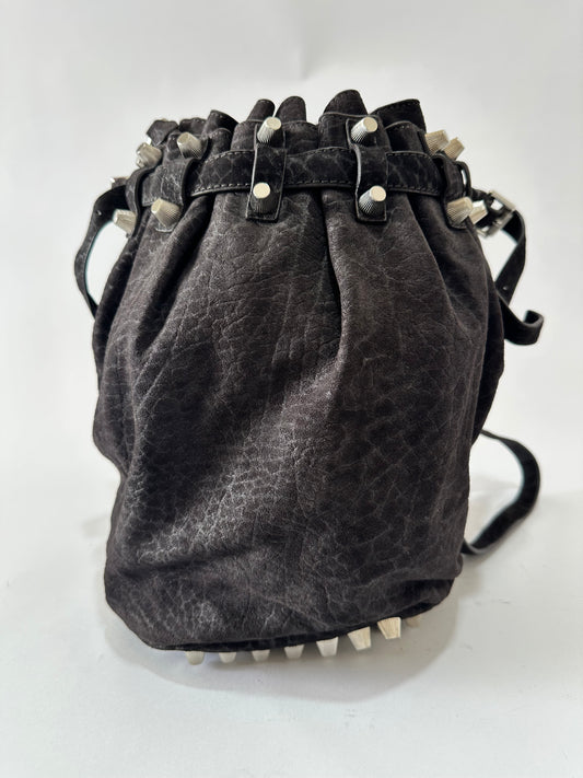 ALEXANDER WANG Bucket Diego Nearly Black Suede Hobo Bag