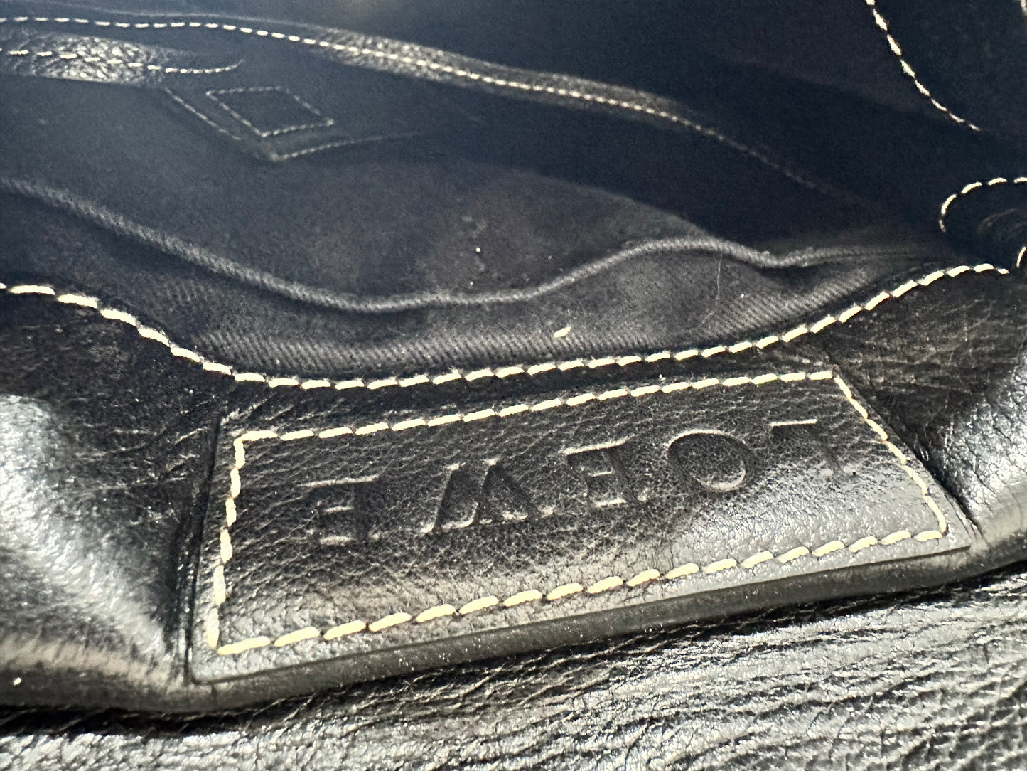 Vintage Loewe Shoulder Bag Black Leather Crossbody Bag
