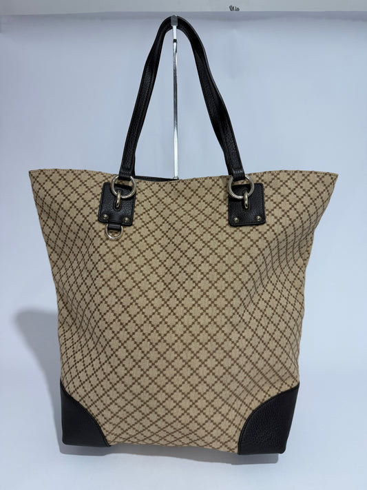 GUCCI
Beige/Ebony GG Canvas Large Charm Tote Bag