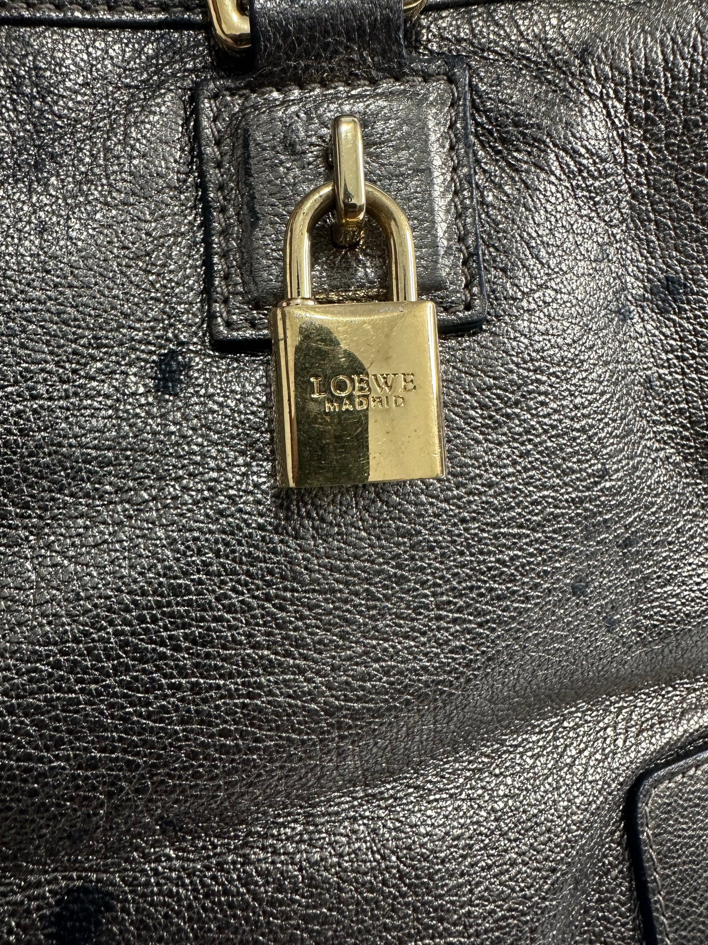 Loewe Metallic Beige Leather Amazona Satchel