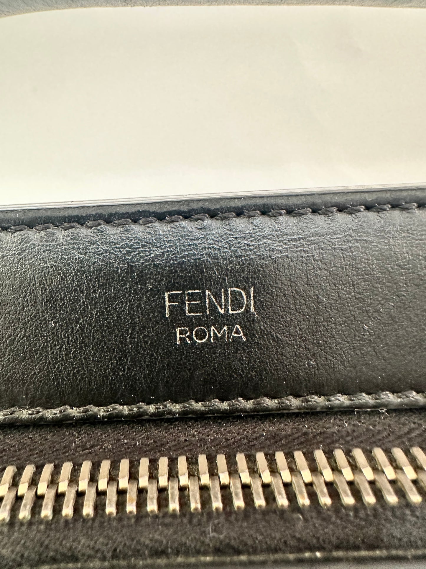 FENDI
Black/Royal Blue Smooth Calfskin Leather Dotcom Satchel Bag