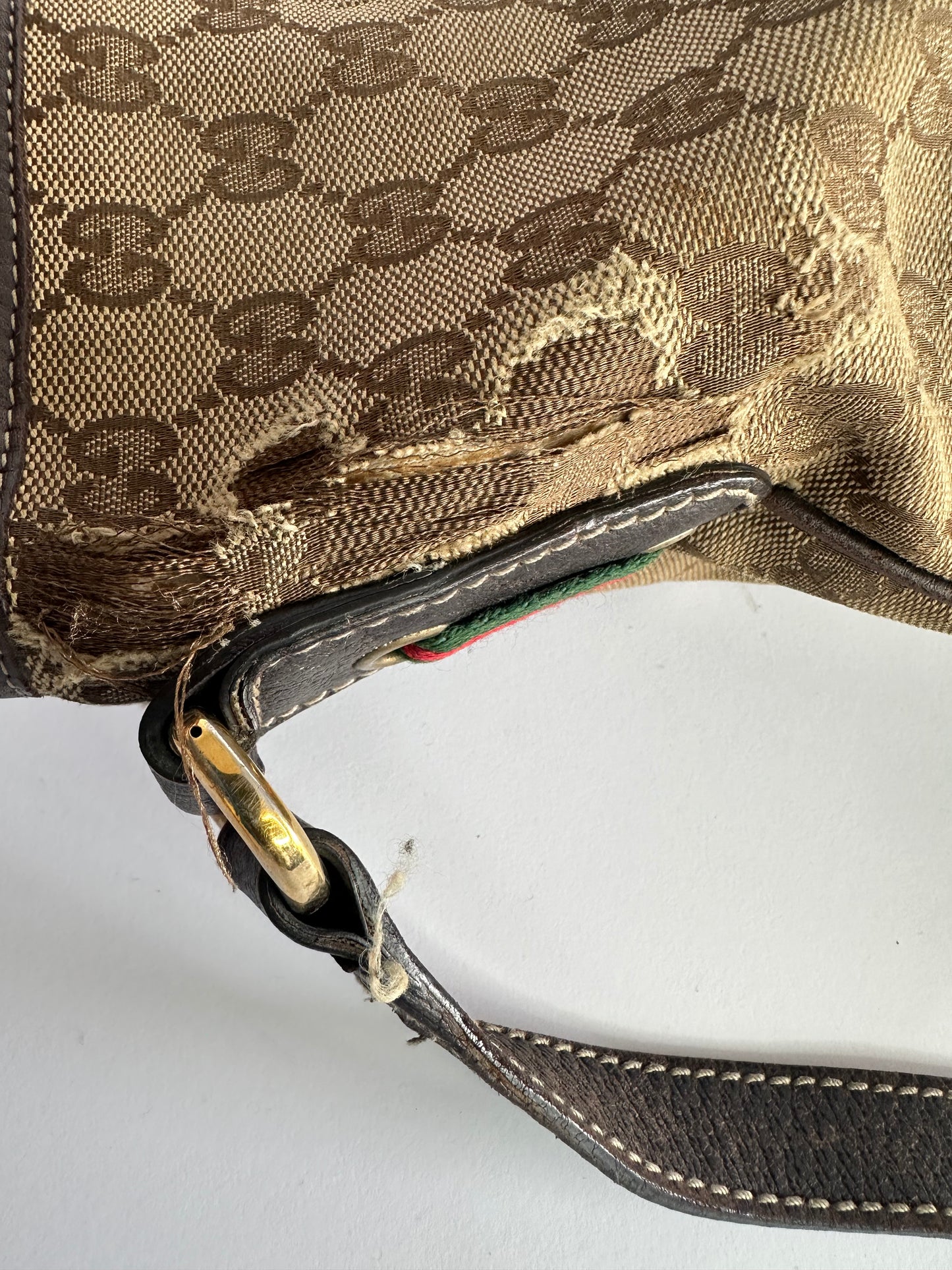 Gucci Dark Brown/Beige GG Canvas and Leather Britt Messenger Bag