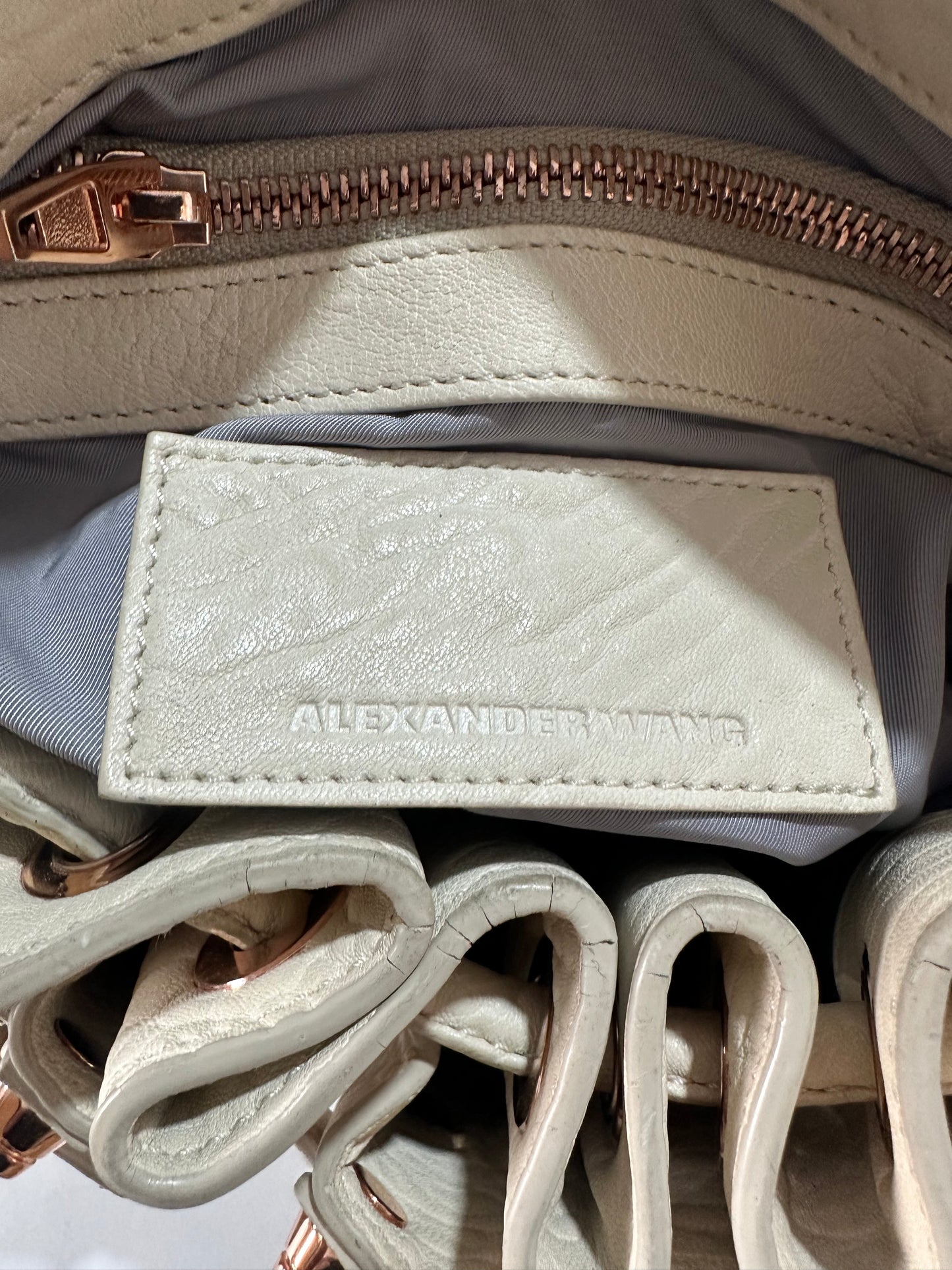 ALEXANDER WANG Bucket Diego Nearly White Leatger Hobo Bag