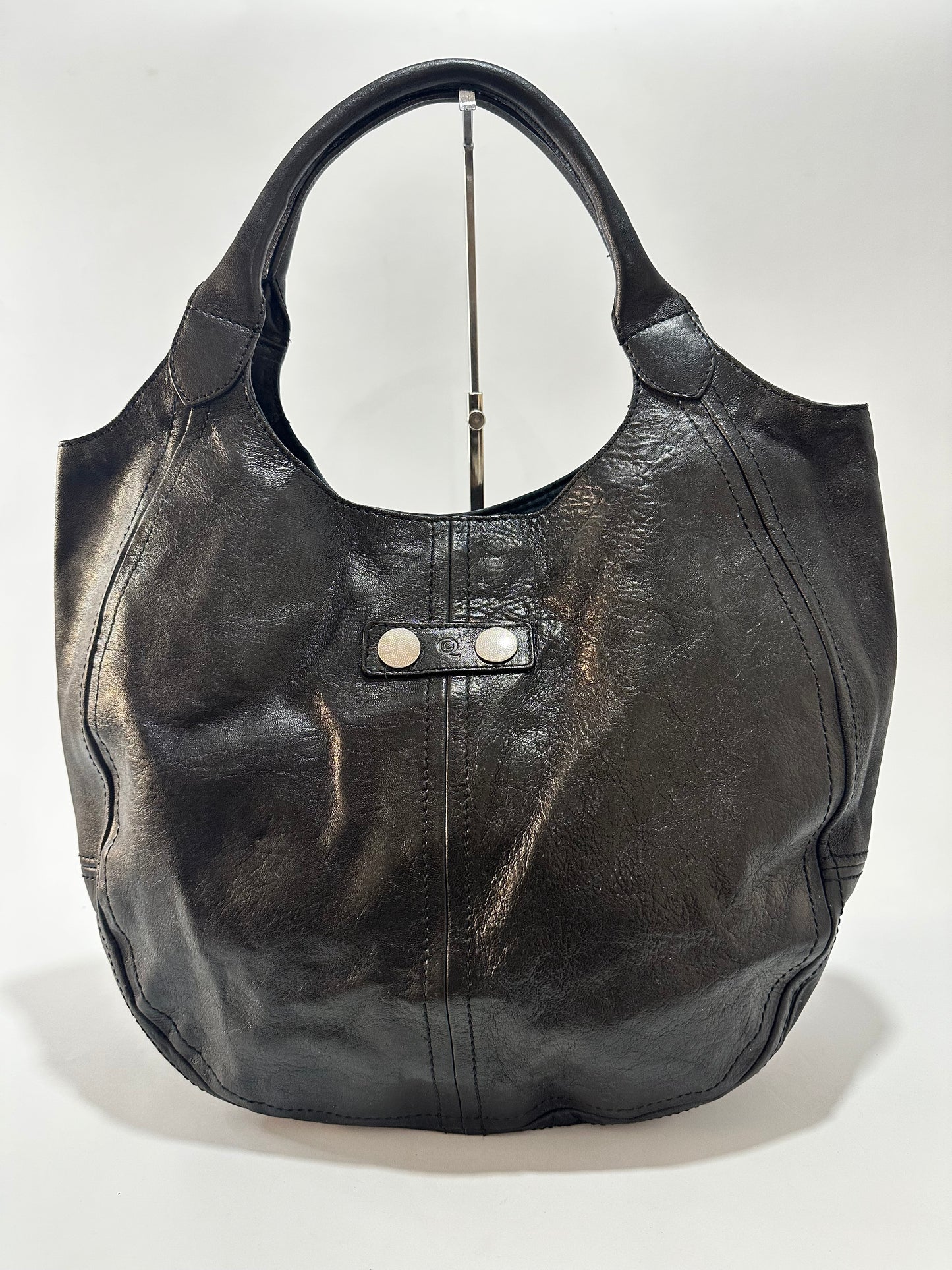 Alexander McQueen Black Leather Clover Hobo Bag