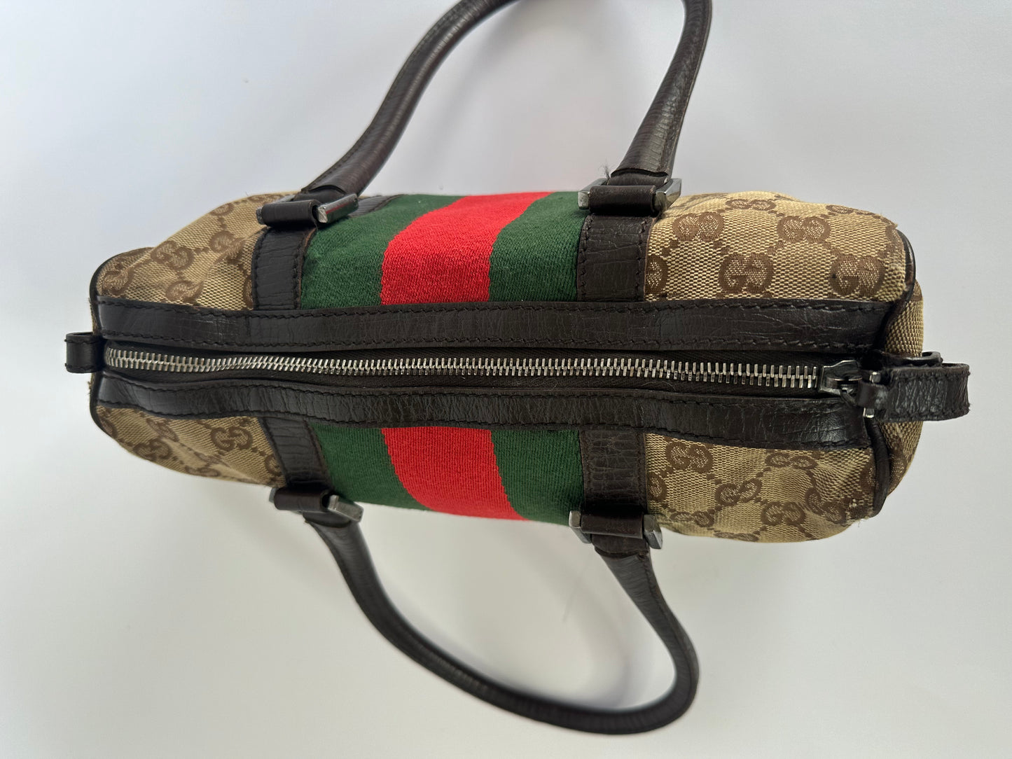 GUCCI
Monogram Vintage Web Mini Boston Dark Brown