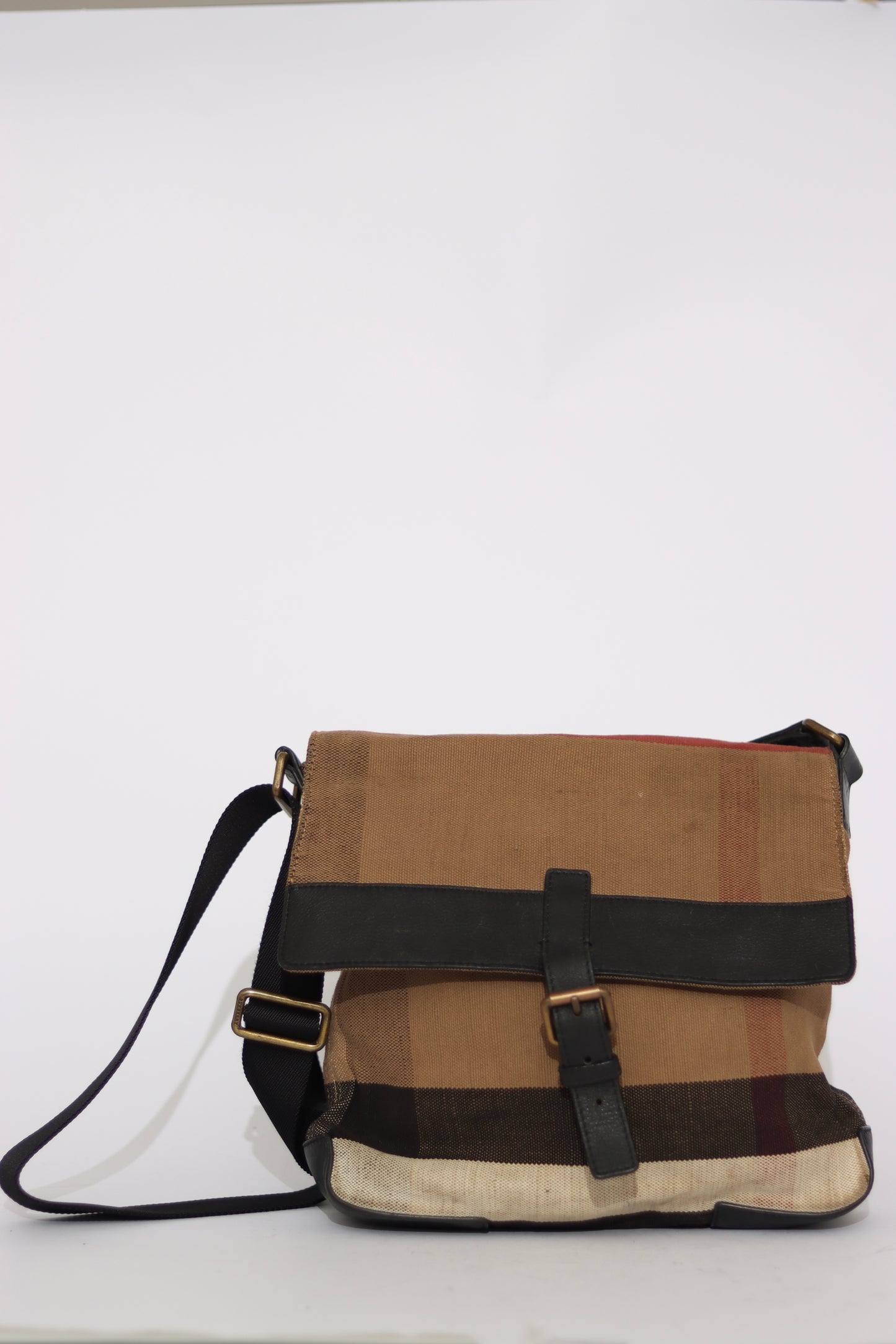 BURBERRY
Canvas Mega Check Small Baildon Messenger Bag Black