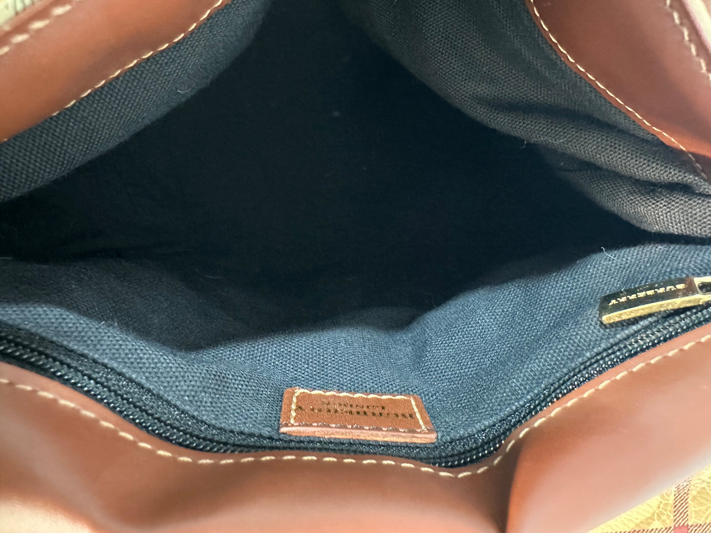 Burberry Beige/Tan Haymarket Check PVC and Leather Shoulder Bag