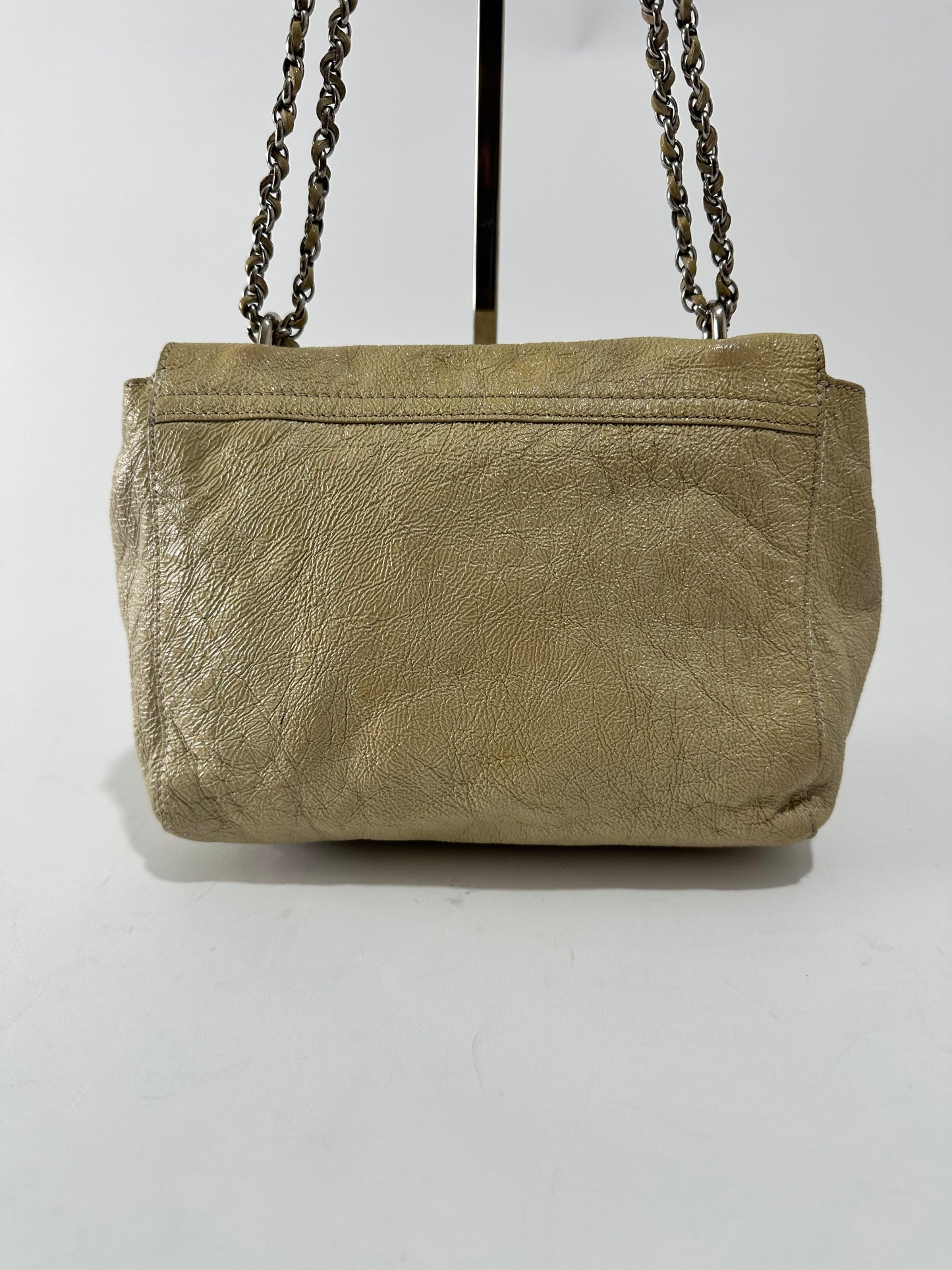 Mulberry Green crinkled Patent Leather Medium Lily Shoulder Bag