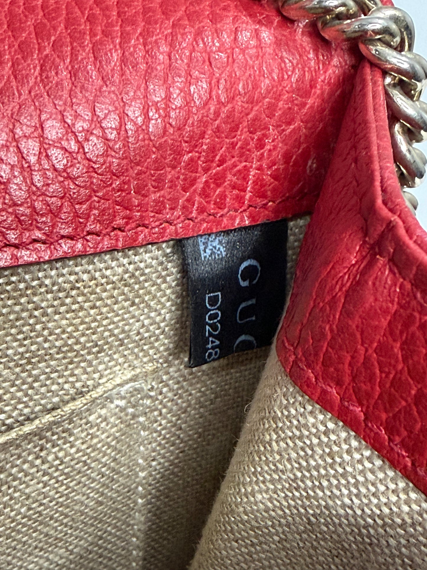 Gucci Red Leather Interlocking G Chain Shoulder Bag