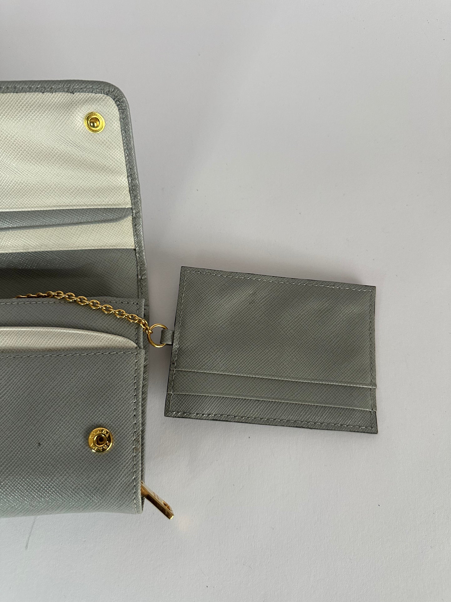 Prada Beige Saffiano Lux Leather Flap Continental Wallet