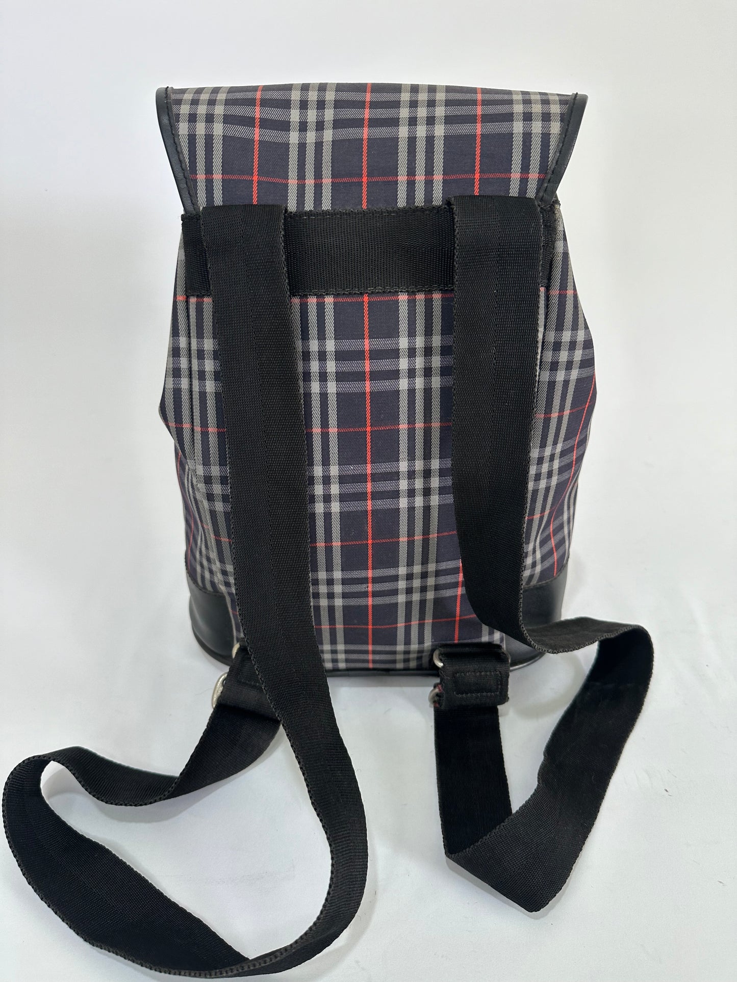 Burberry Nova Check Logo Embossed Backpack Navy/Black