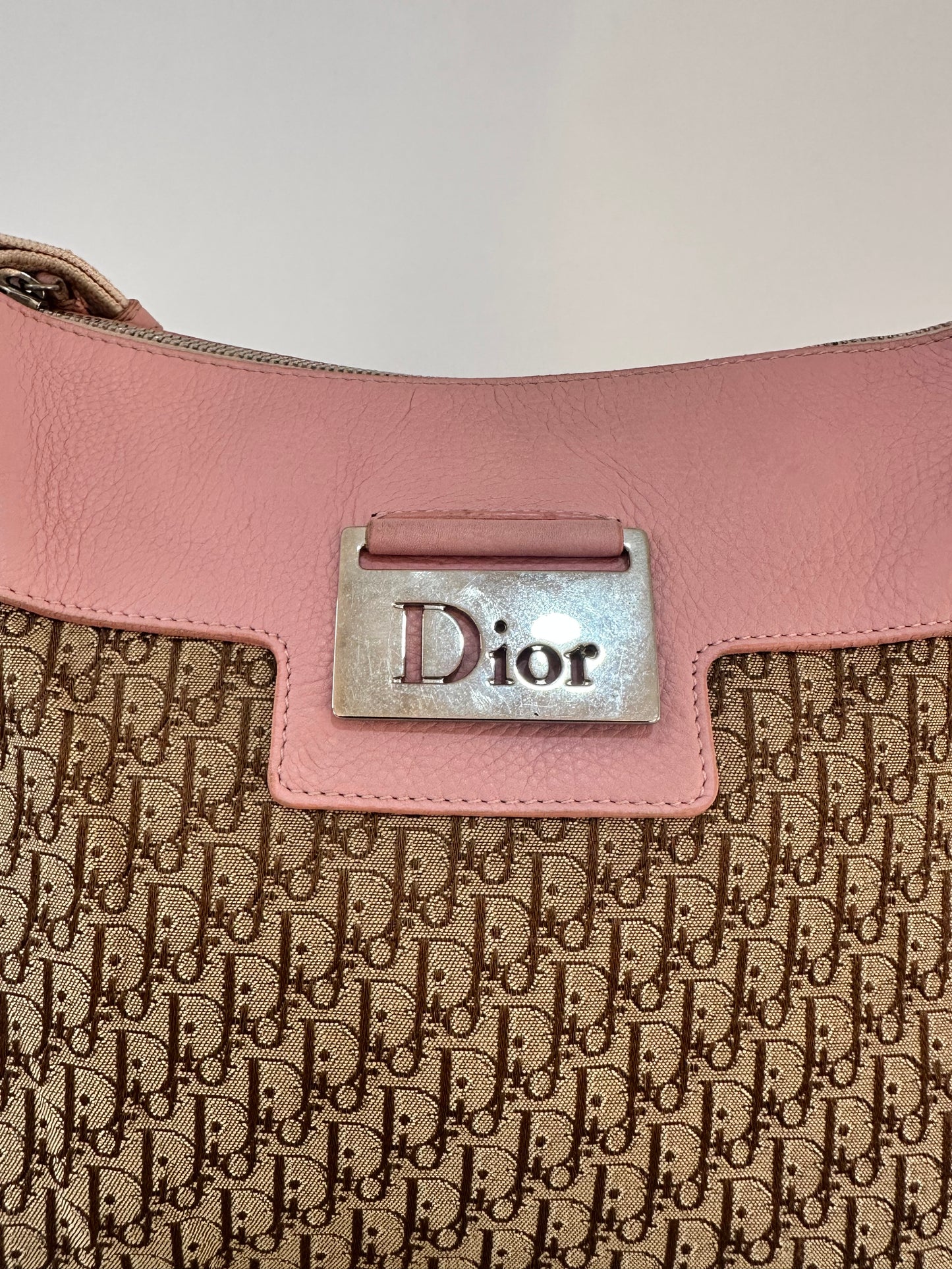 Dior Brown Oblique Canvas Crossbody Bag Pink Beige