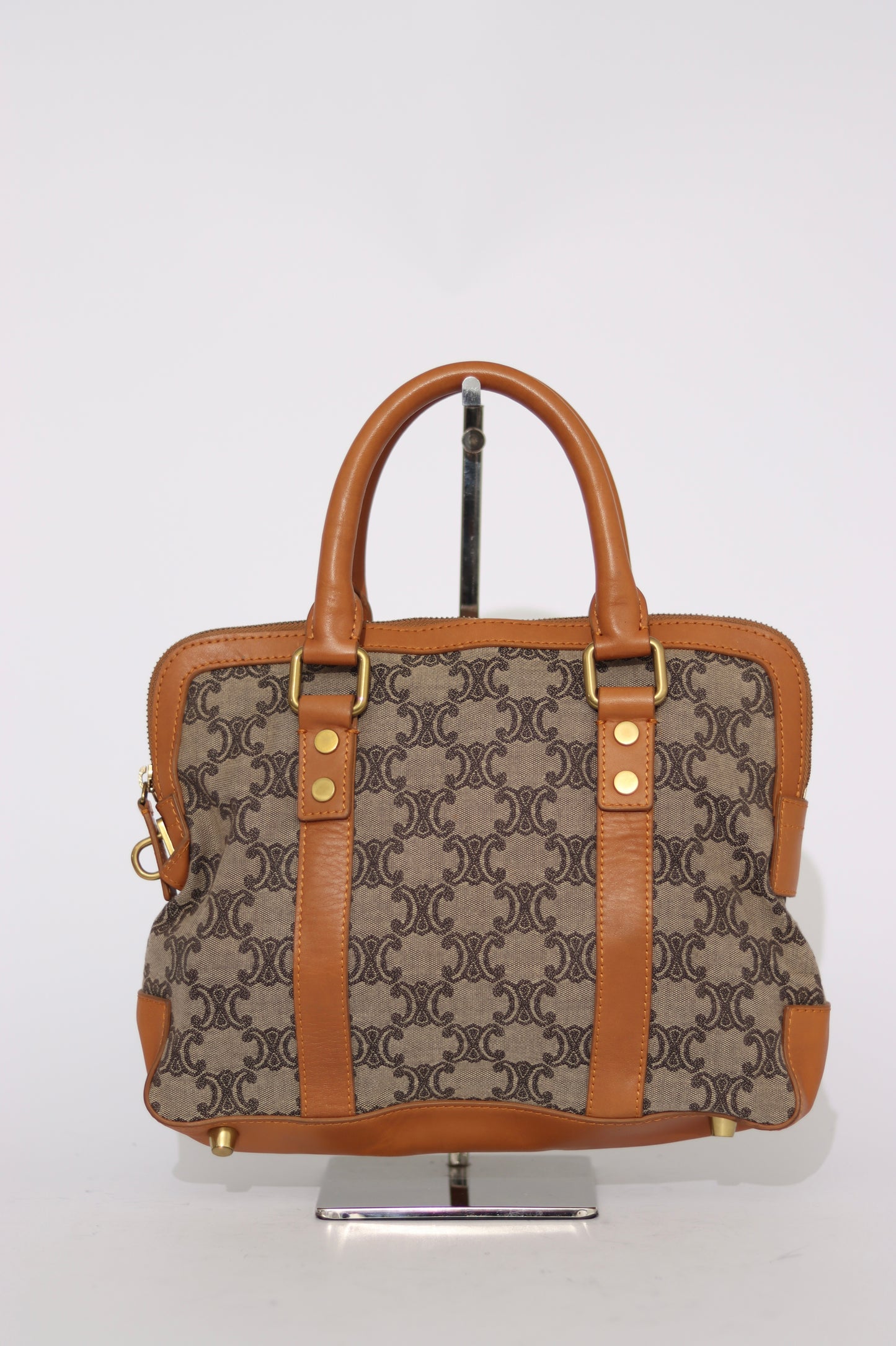 Celine Triomphe Canvas Hand Bag Gray Grey