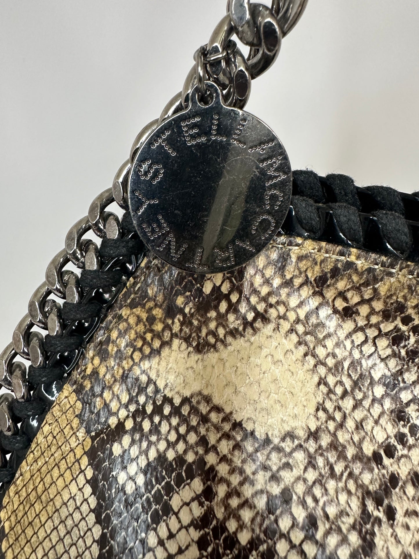 Stella McCartney Beige Faux Python Leather Falabella Tote