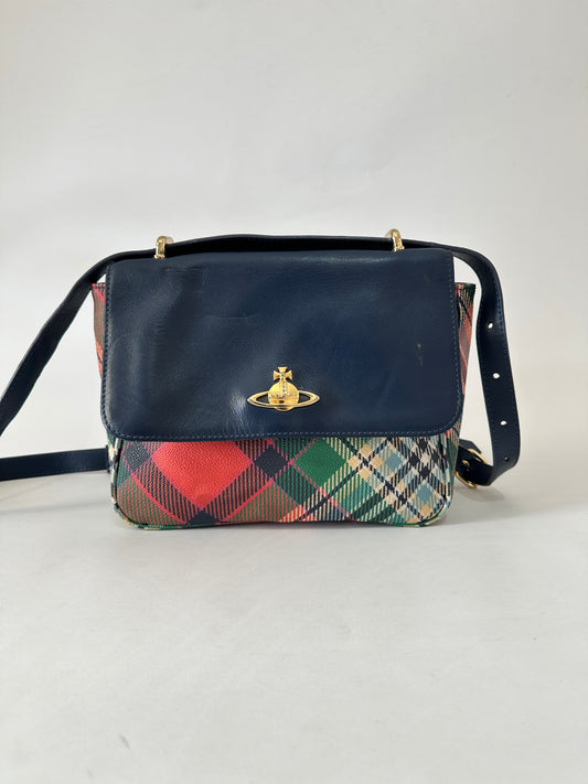 Vivienne Westwood leather Plaid Canvas Crossbody Bag