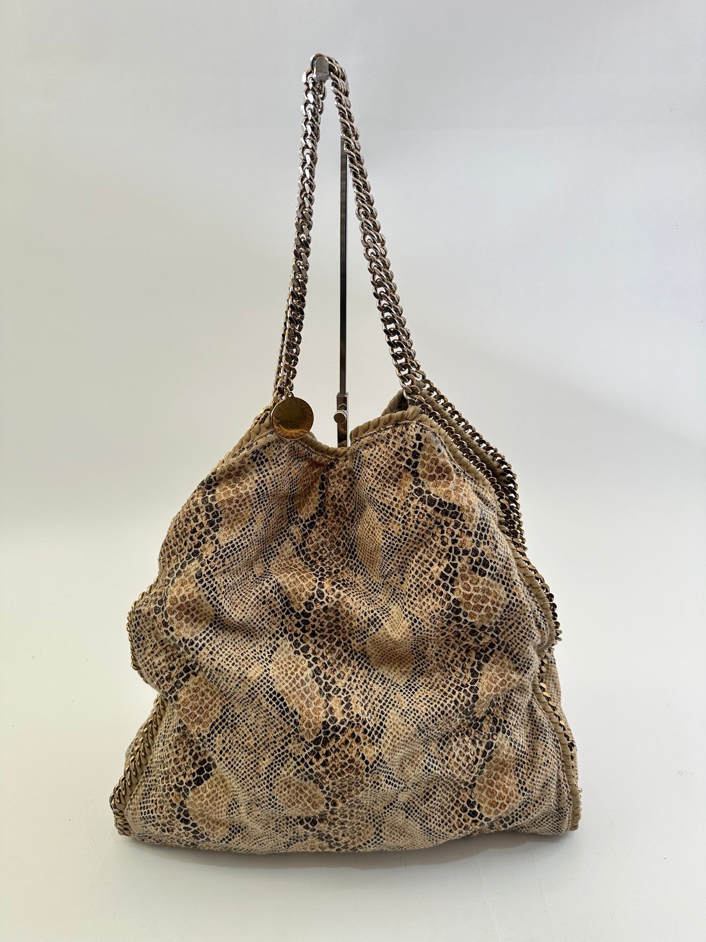 Stella McCartney Beige Canvas Python Effect Falabella Tote