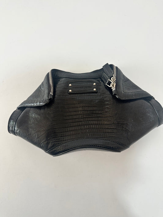 Alexander McQueen Black Leather Medium De Manta Studded Clutch