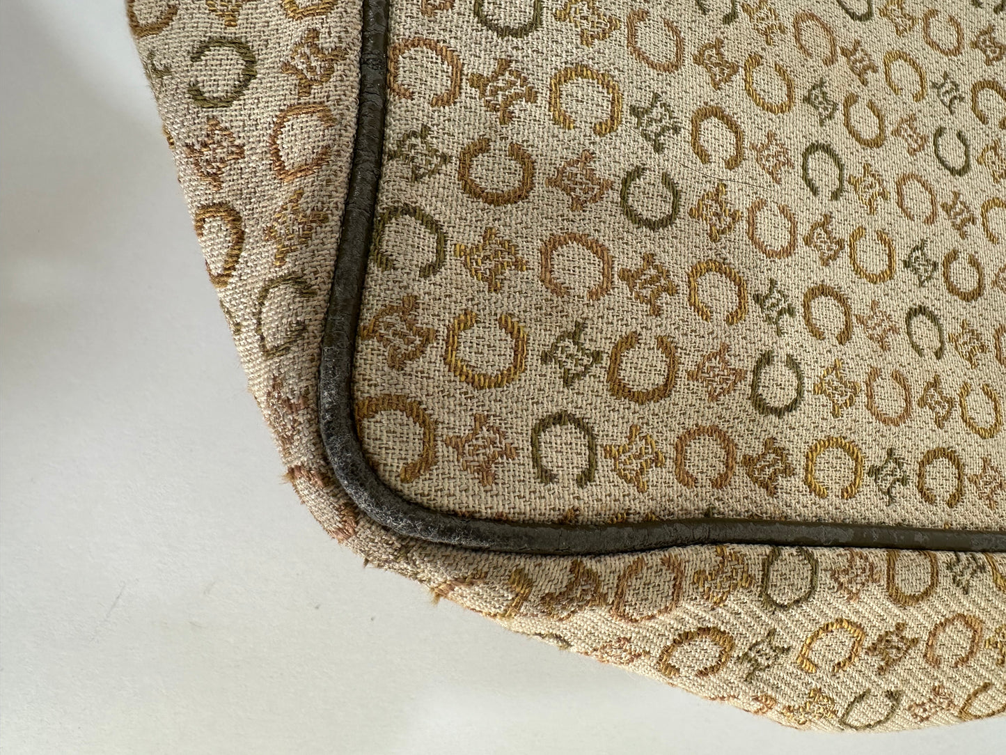 CELINE green Macadam Canvas and Leather Vintage Messenger Bag