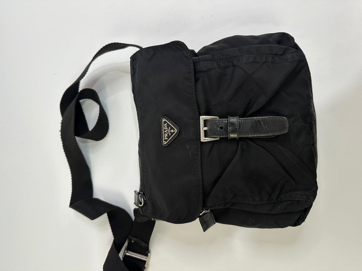 PRADA Unisex Tessuto Nylon Messenger Bag Black