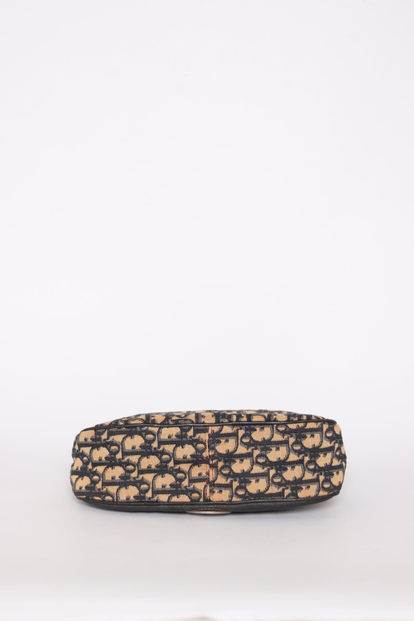 Dior Navy Blue Oblique Canvas and Leather Baguette Bag
