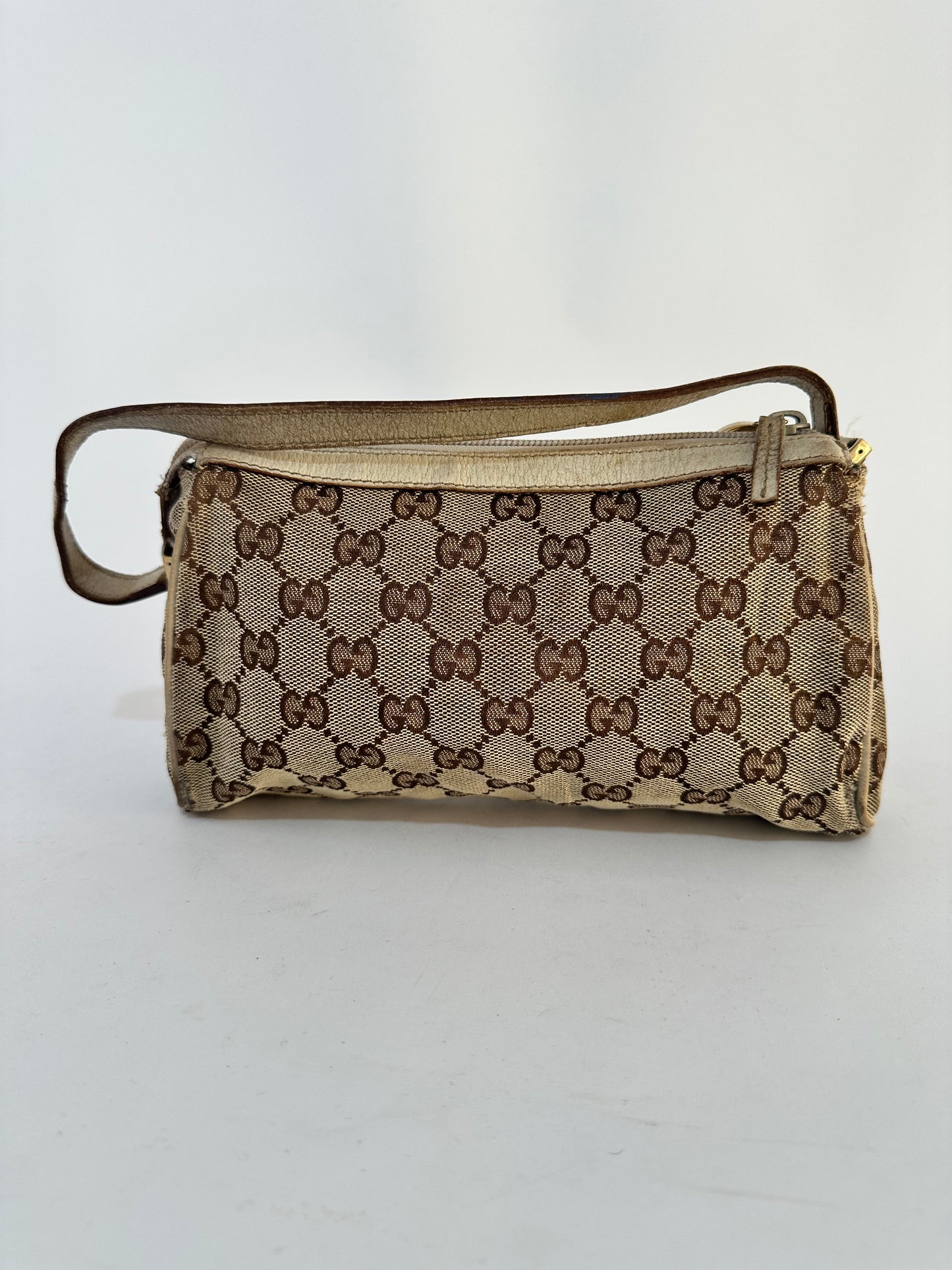 Gucci Beige GG Canvas and Leather Abbey D-Ring Pochette Bag