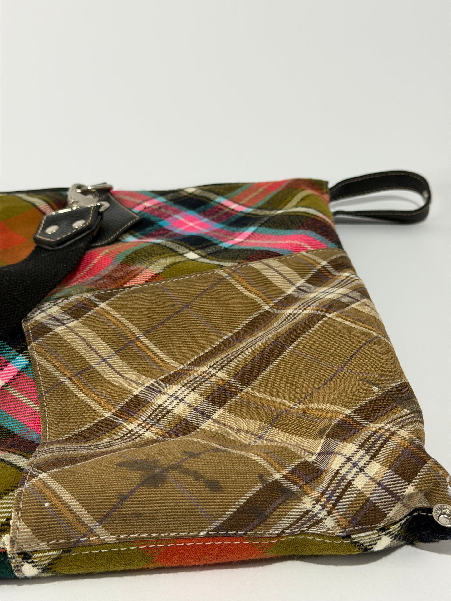 VIVIENNE WESTWOOD Multicolor Plaid Tote Bag.
