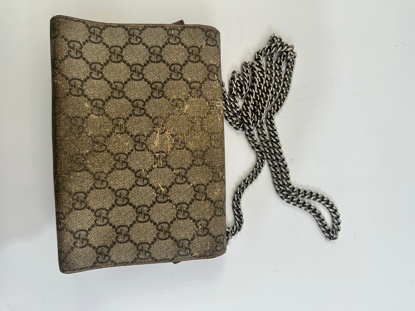 Gucci Beige GG Supreme Canvas and Leather Dionysus Wallet On