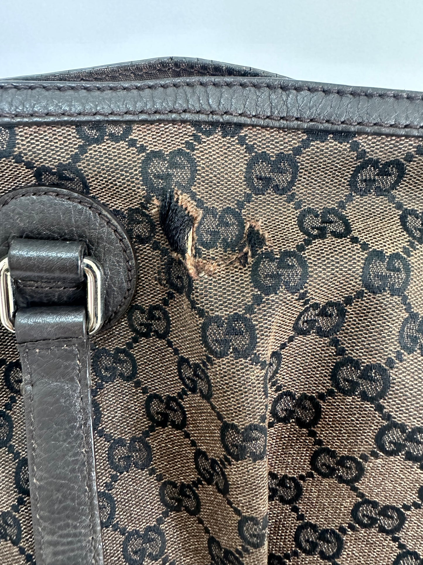 GUCCI GG Denim Full Moon Tote