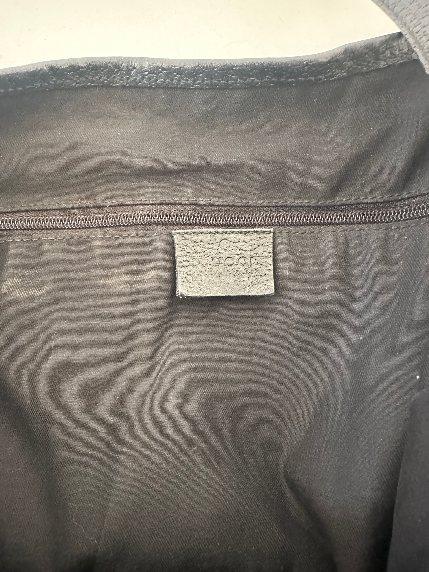 Gucci Black/Navy Blue GG Canvas and Leather Abbey Tote