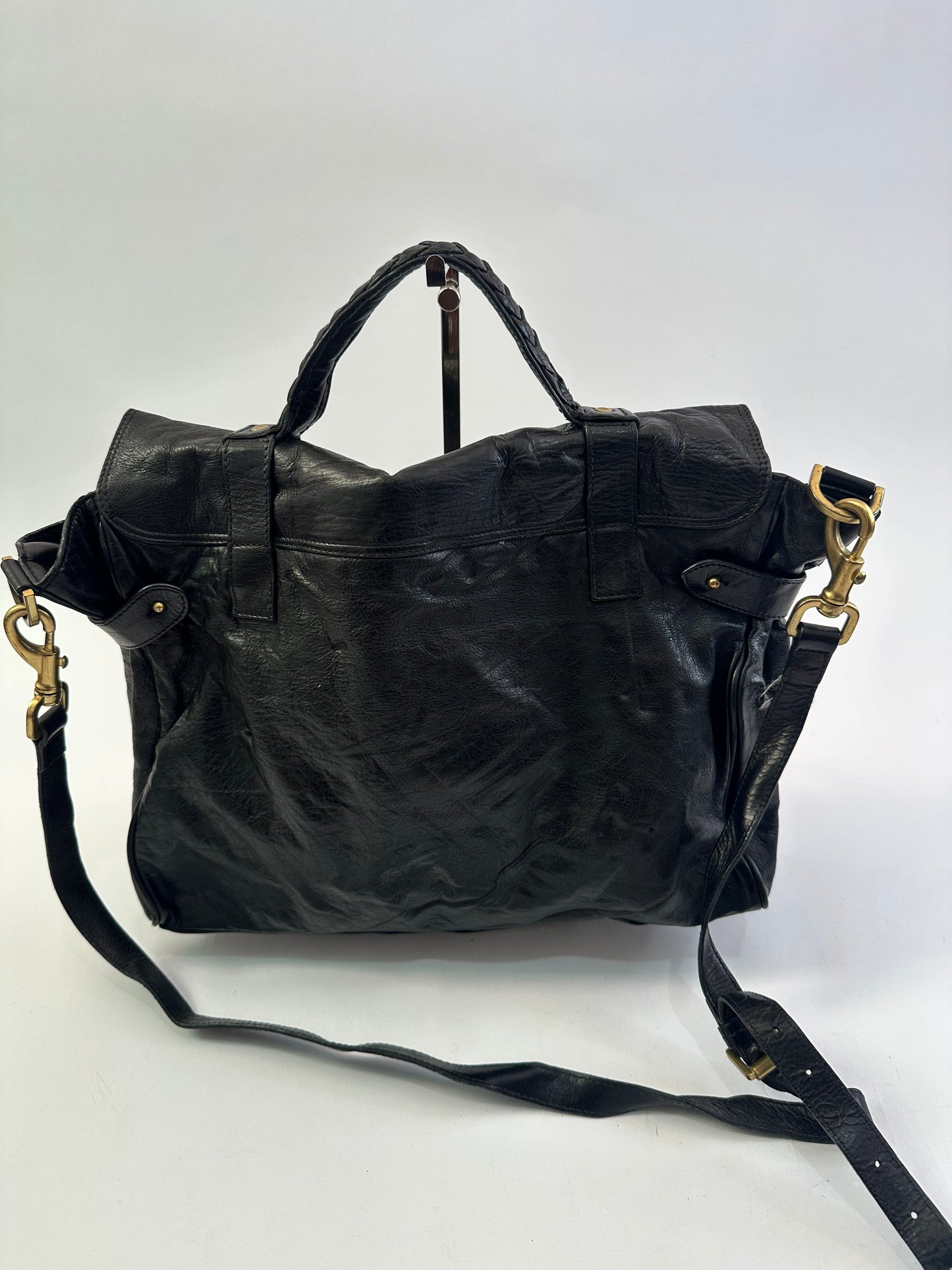 Mulberry Black Leather Oversized Alexa Satchel